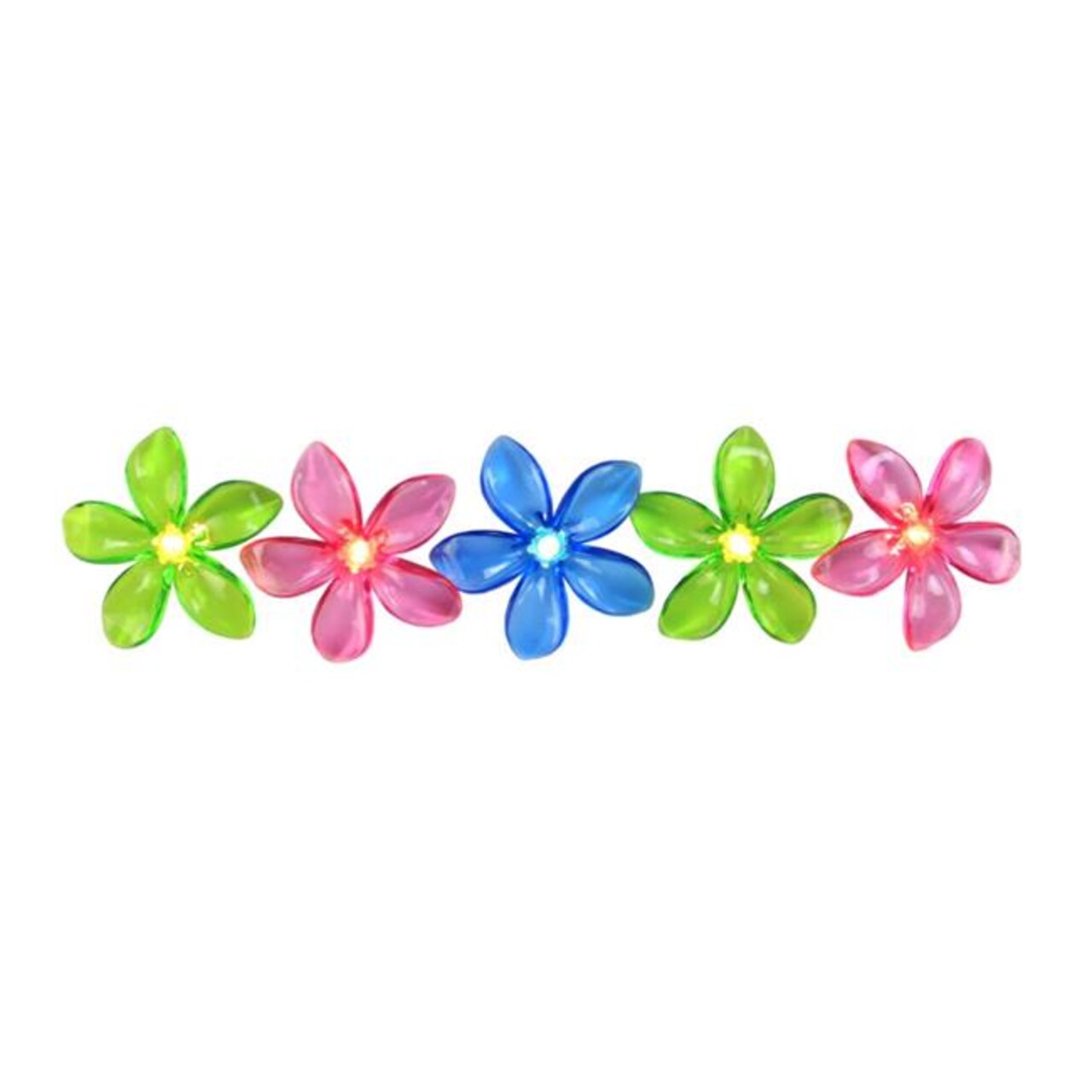 Northlight 33376889 2.5 in. Pink Blue and Green Flower Patio &#x26; Garden Novelty Lights , Set of 10